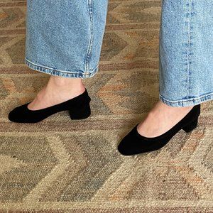 Maryam Nassir Zadeh Roberta Suede Ballerina Heels in Black Size 37 / US 7